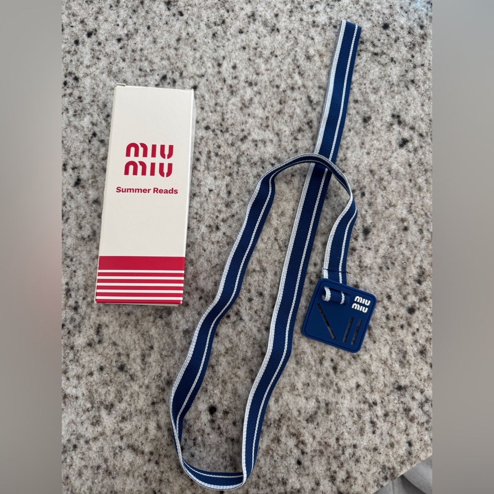 Miu Miu Navy and White Book Strap/ Bookmark